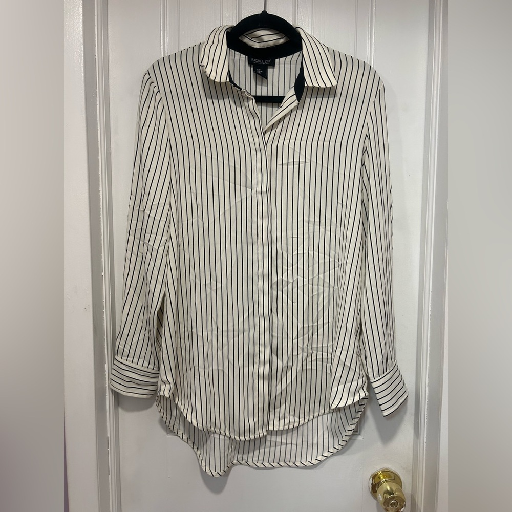 Rachel Zoe Button Down Blouse Oxford Stripped